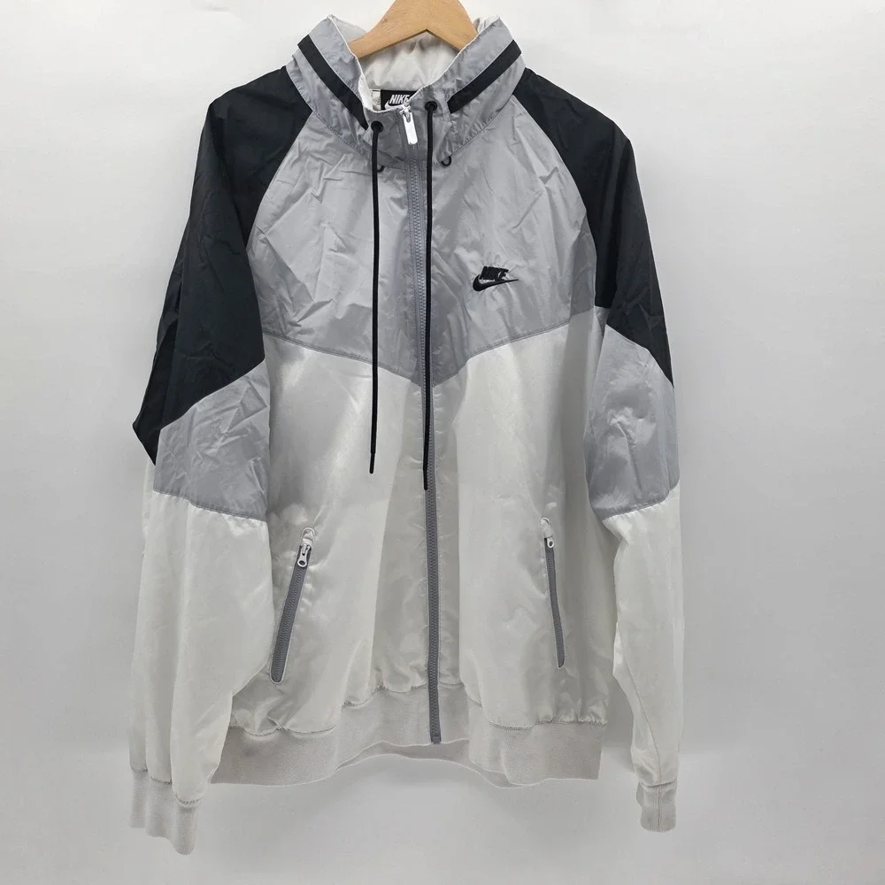 Vintage Nike Men's XL Sportswear Windrunner Hooded Jacket‎ White Colorway Track